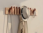 Wall Coat Rack | Foldable Hooks & Shelf | Rustic Wood