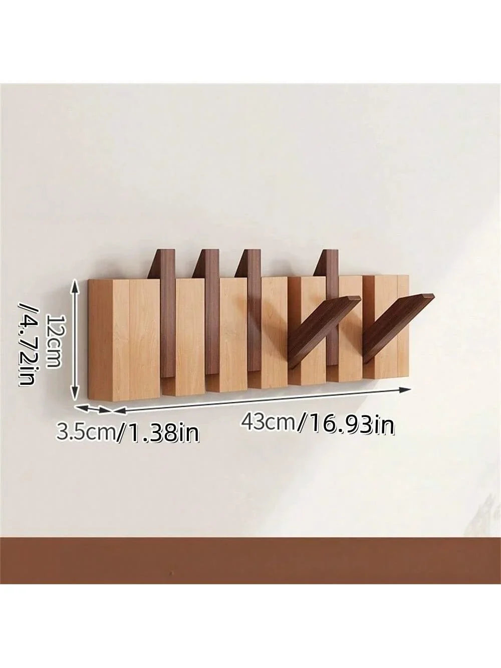 Wall Coat Rack | Foldable Hooks & Shelf | Rustic Wood