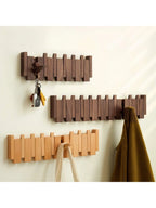 Wall Coat Rack | Foldable Hooks & Shelf | Rustic Wood