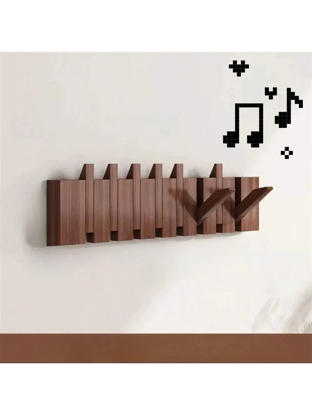 Wall Coat Rack | Foldable Hooks & Shelf | Rustic Wood