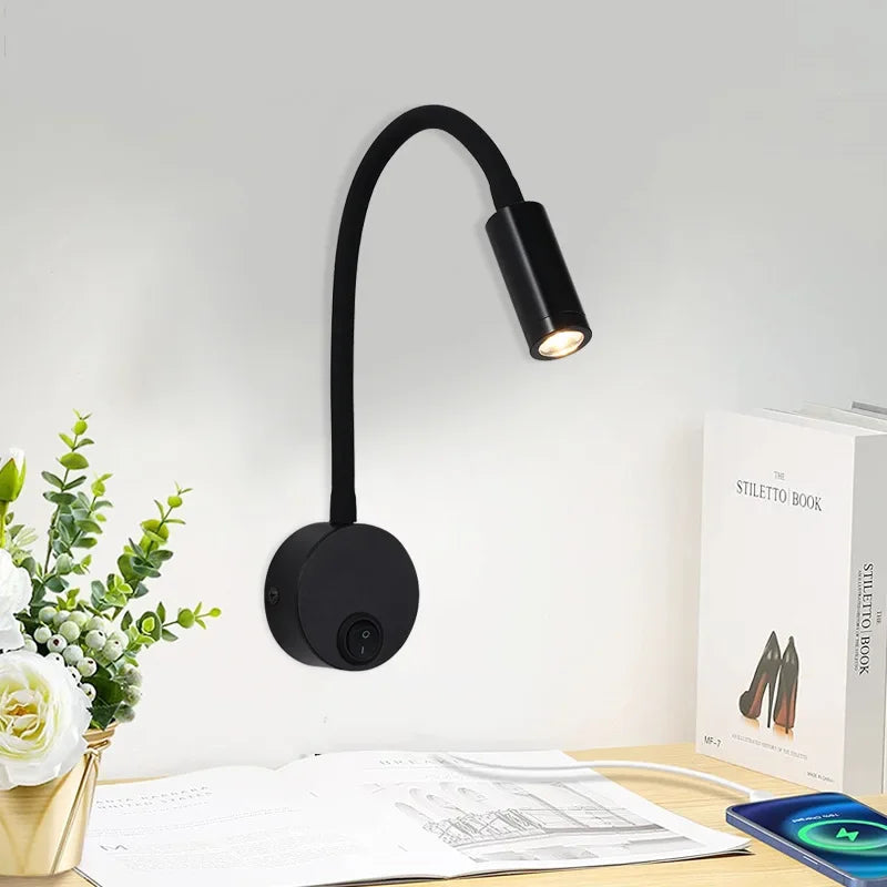 Wall Lamp | Adjustable Gooseneck & Integrated LED | Hardwired With Built-In Switch
