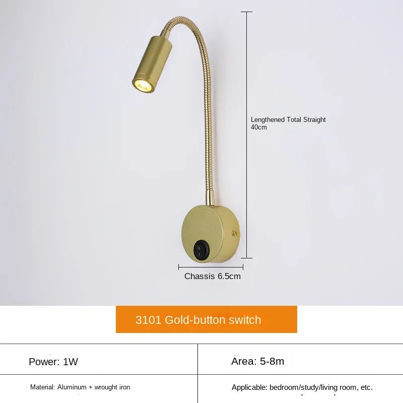 Wall Lamp | Adjustable Gooseneck & Integrated LED | Hardwired With Built-In Switch