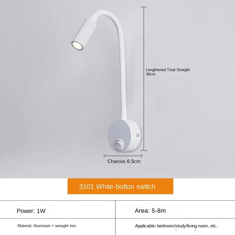Wall Lamp | Adjustable Gooseneck & Integrated LED | Hardwired With Built-In Switch