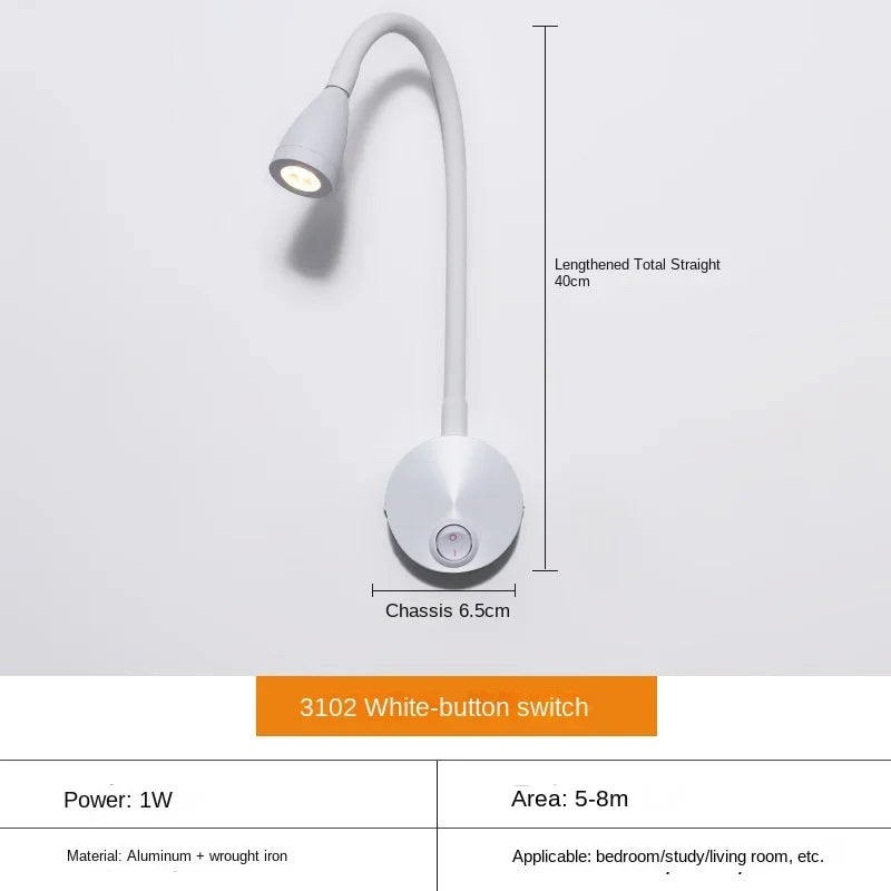 Wall Lamp | Adjustable Gooseneck & Integrated LED | Hardwired With Built-In Switch