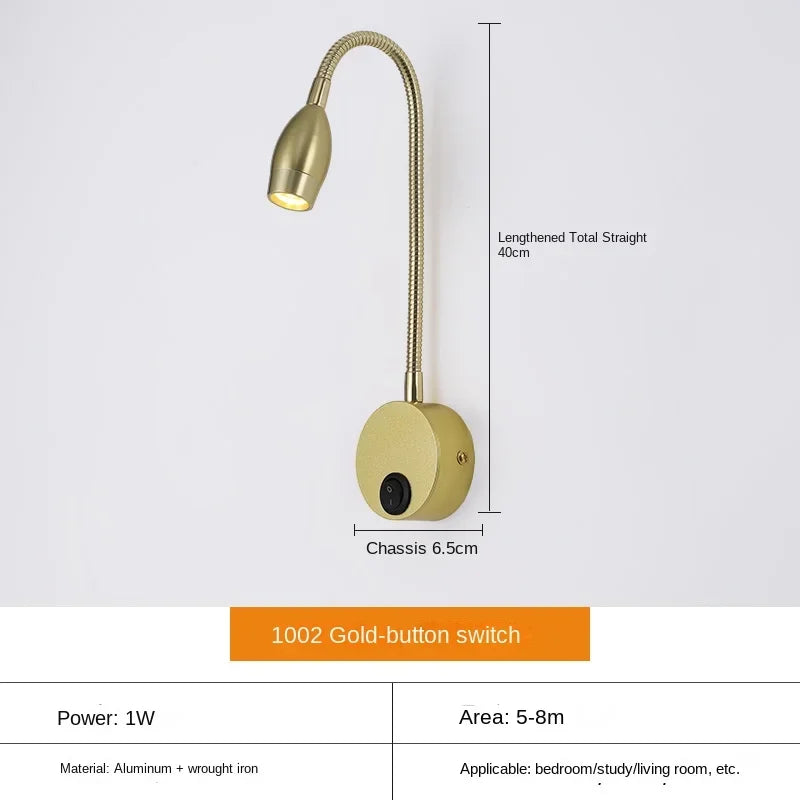 Wall Lamp | Adjustable Gooseneck & Integrated LED | Hardwired With Built-In Switch