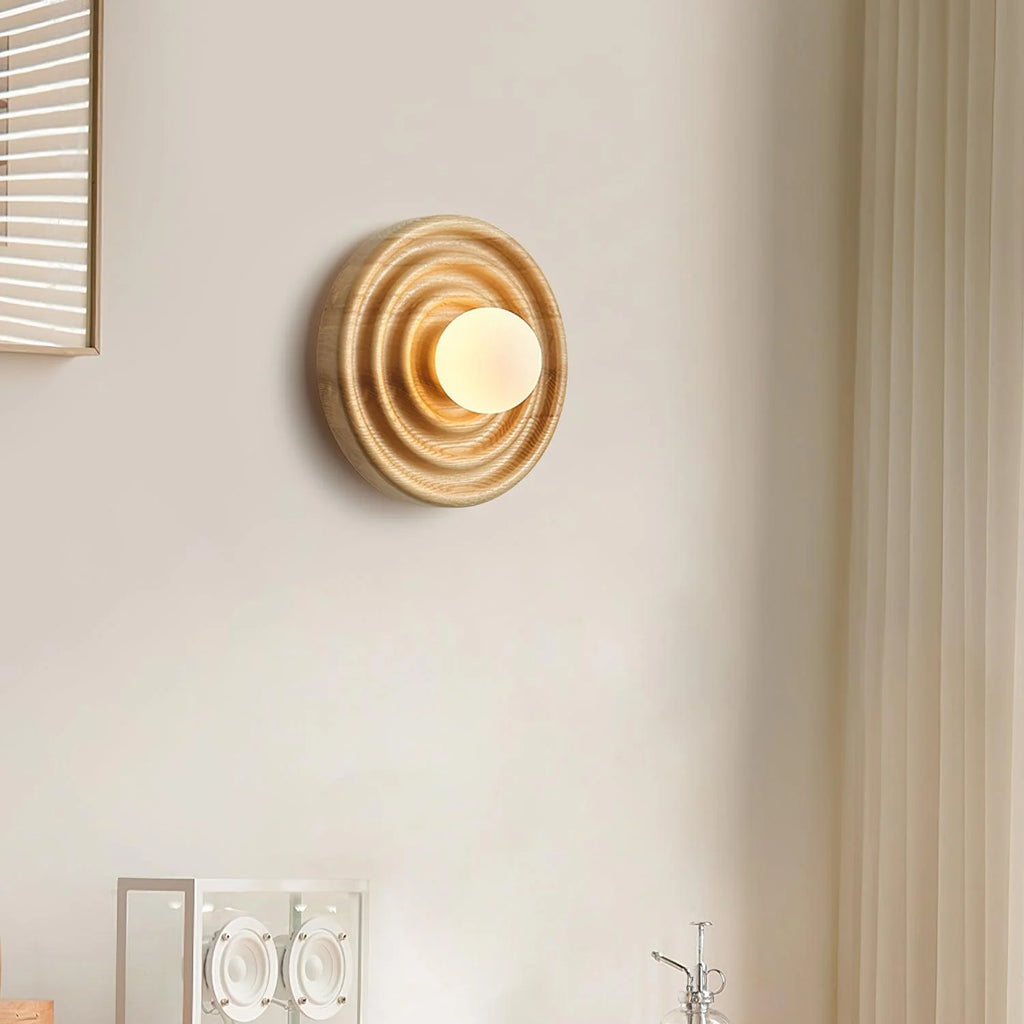 Wall Lamp | Ash Wood & Glass Globe | Hardwired G9