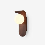 Wall Lamp | Curved Wood-Effect Walnut Finish & Glass Shade