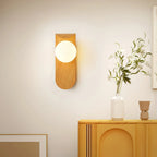 Wall Lamp | Curved Wood-Effect Walnut Finish & Glass Shade