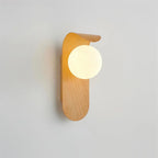 Wall Lamp | Curved Wood-Effect Walnut Finish & Glass Shade
