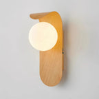 Wall Lamp | Curved Wood-Effect Walnut Finish & Glass Shade