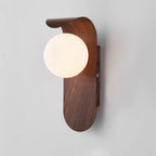 Wall Lamp | Curved Wood-Effect Walnut Finish & Glass Shade