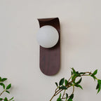 Wall Lamp | Curved Wood-Effect Walnut Finish & Glass Shade