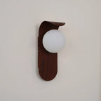 Wall Lamp | Curved Wood-Effect Walnut Finish & Glass Shade