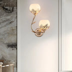 Wall Lamp | Floral Embossed Glass Shade & Warm Diffused Light | Hardwired 110 V