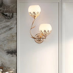 Wall Lamp | Floral Embossed Glass Shade & Warm Diffused Light | Hardwired 110 V