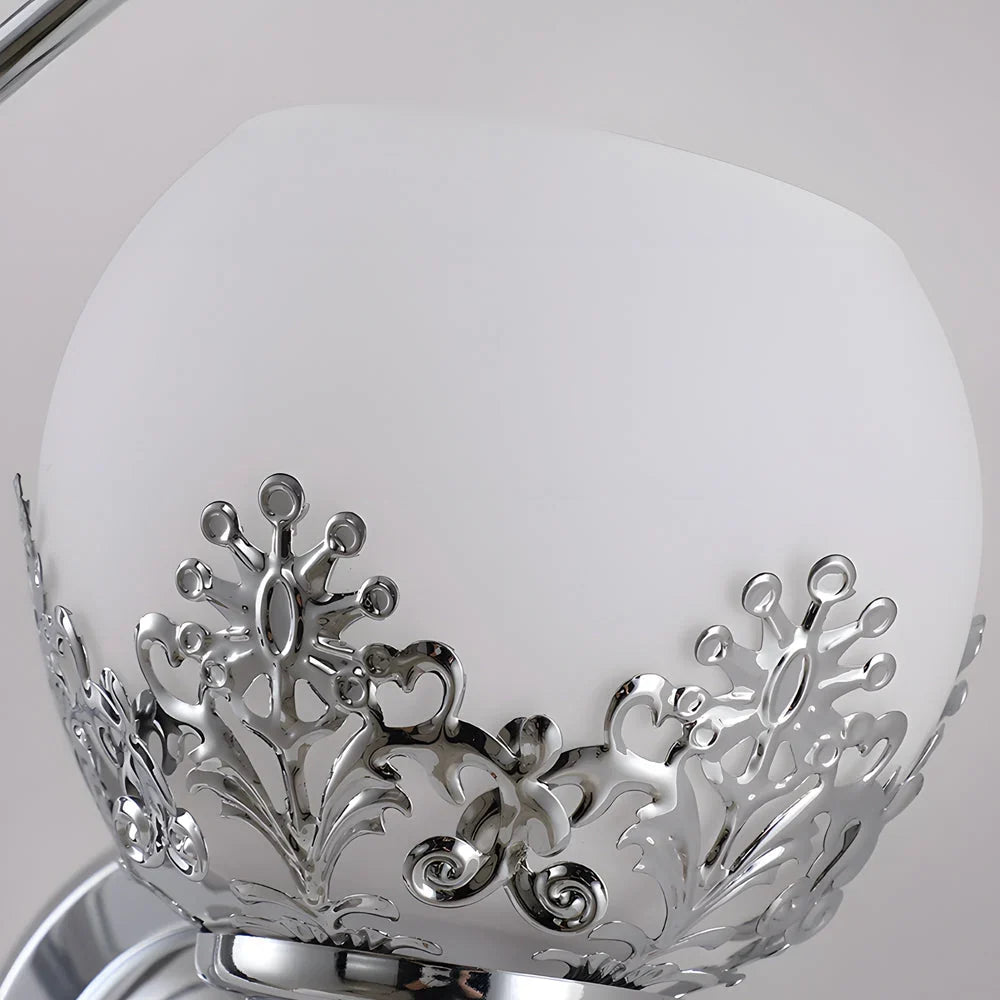 Wall Lamp | Floral Embossed Glass Shade & Warm Diffused Light | Hardwired 110 V