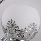 Wall Lamp | Floral Embossed Glass Shade & Warm Diffused Light | Hardwired 110 V