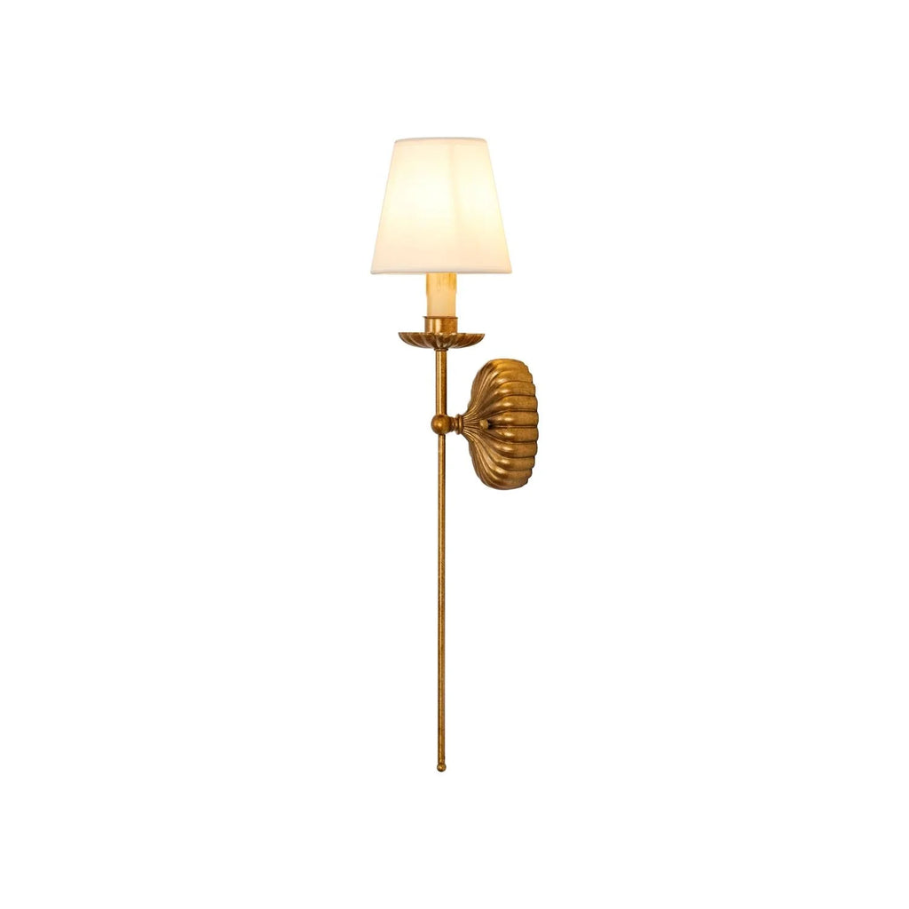 Wall Lamp | Hand-Gilded Antique Gold & Sculpted Rosette Backplate | Single & Double-Arm