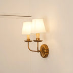 Wall Lamp | Hand-Gilded Antique Gold & Sculpted Rosette Backplate | Single & Double-Arm