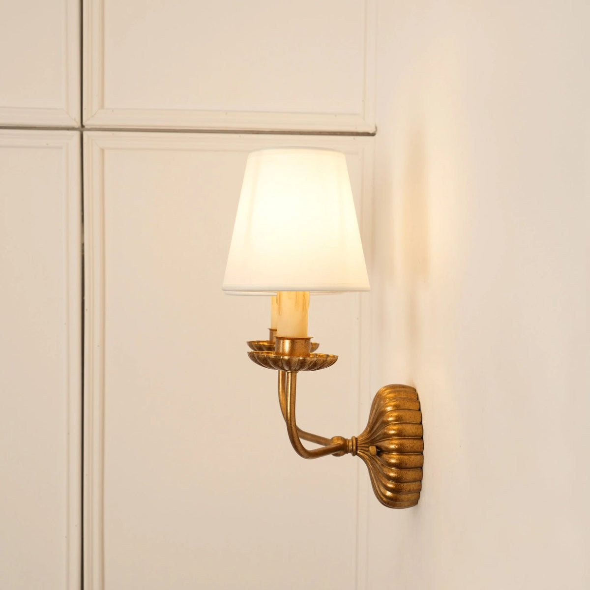 Wall Lamp | Hand-Gilded Antique Gold & Sculpted Rosette Backplate | Single & Double-Arm