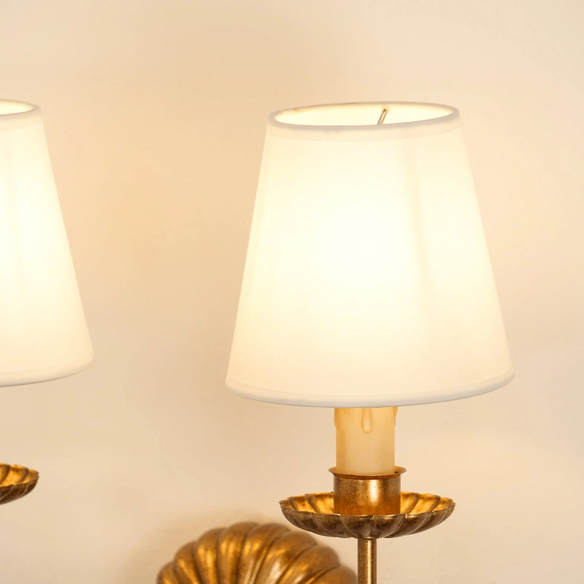 Wall Lamp | Hand-Gilded Antique Gold & Sculpted Rosette Backplate | Single & Double-Arm