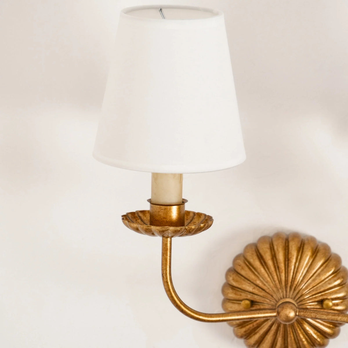Wall Lamp | Hand-Gilded Antique Gold & Sculpted Rosette Backplate | Single & Double-Arm