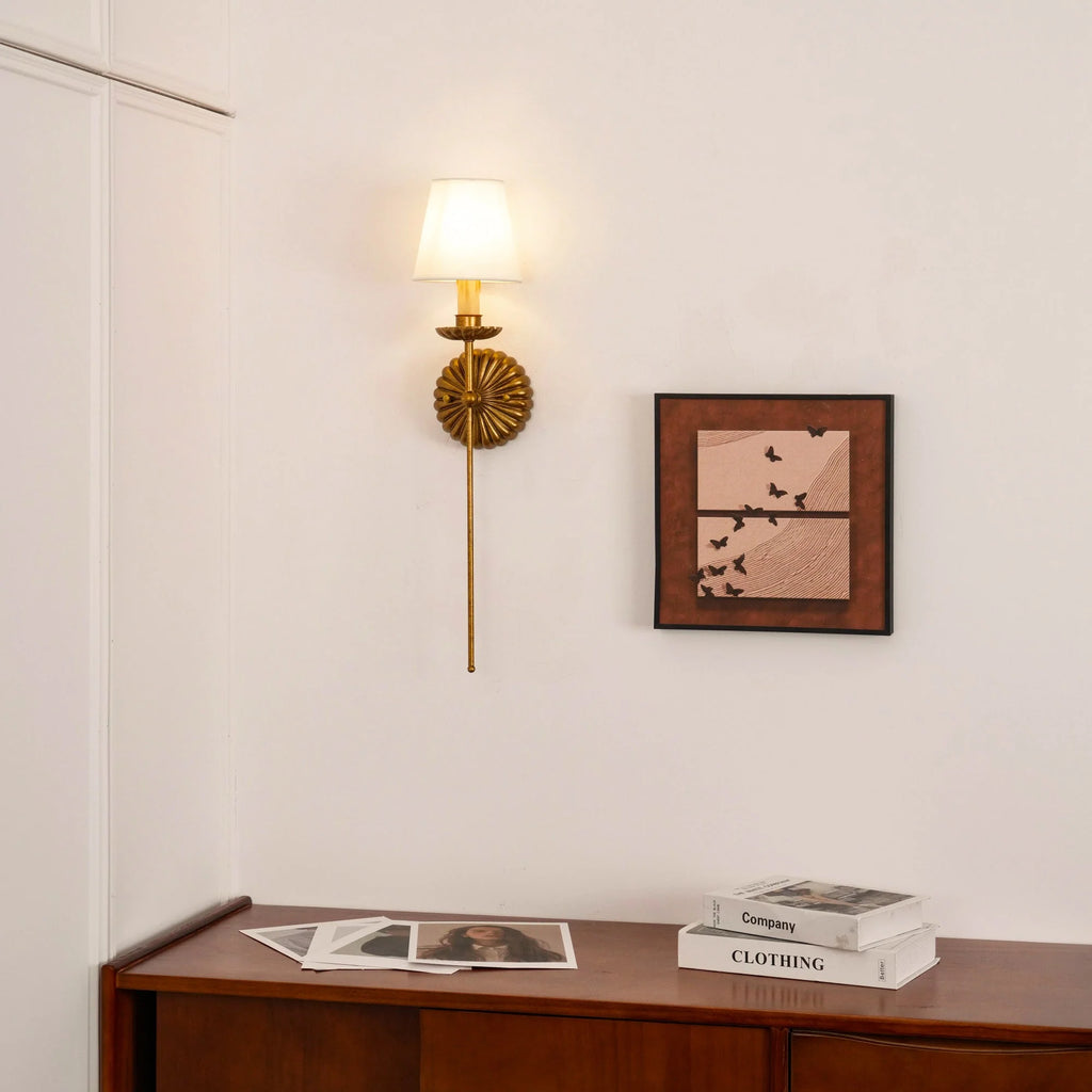 Wall Lamp | Hand-Gilded Antique Gold & Sculpted Rosette Backplate | Single & Double-Arm