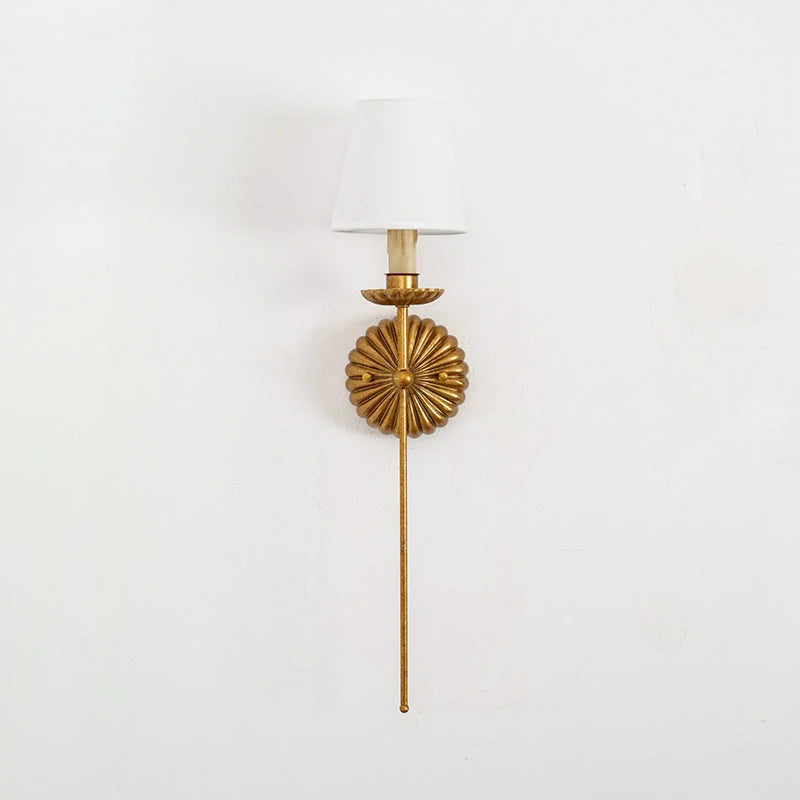 Wall Lamp | Hand-Gilded Antique Gold & Sculpted Rosette Backplate | Single & Double-Arm
