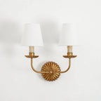 Wall Lamp | Hand-Gilded Antique Gold & Sculpted Rosette Backplate | Single & Double-Arm