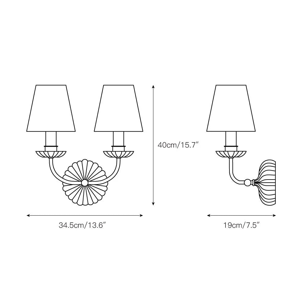 Wall Lamp | Hand-Gilded Antique Gold & Sculpted Rosette Backplate | Single & Double-Arm