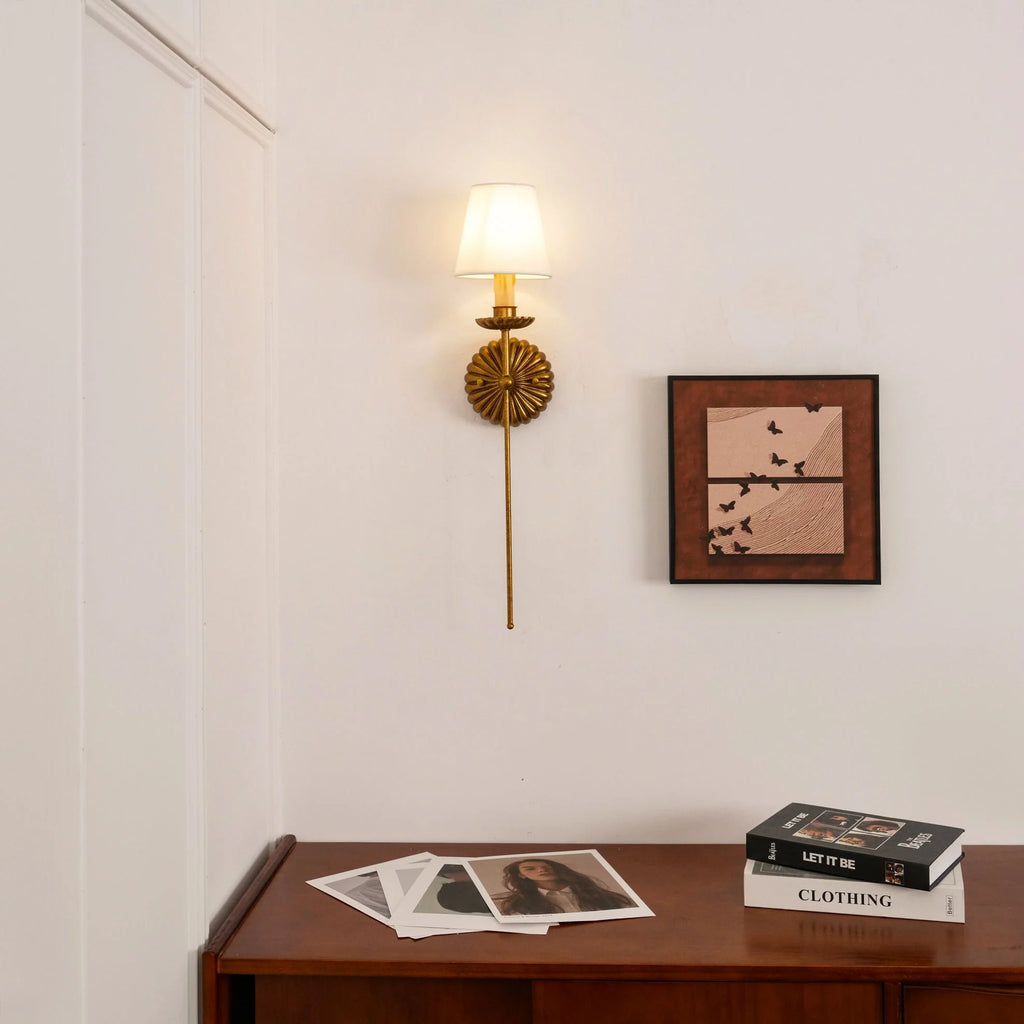 Wall Lamp | Hand-Gilded Antique Gold & Sculpted Rosette Backplate | Single & Double-Arm