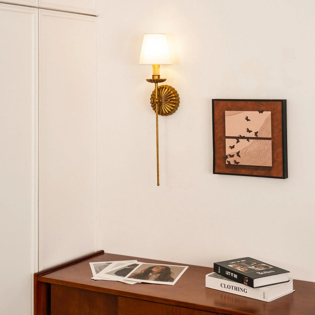 Wall Lamp | Hand-Gilded Antique Gold & Sculpted Rosette Backplate | Single & Double-Arm