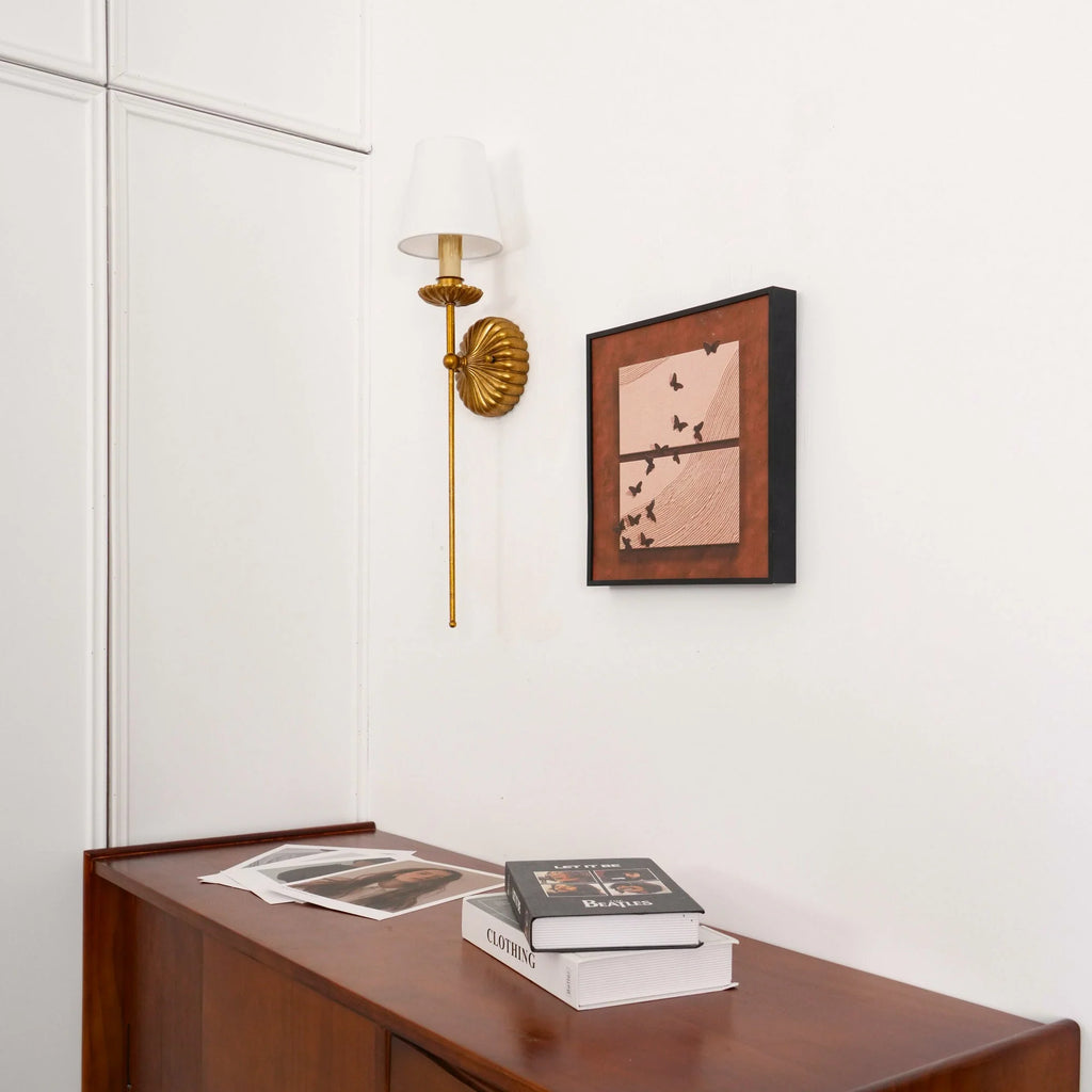 Wall Lamp | Hand-Gilded Antique Gold & Sculpted Rosette Backplate | Single & Double-Arm