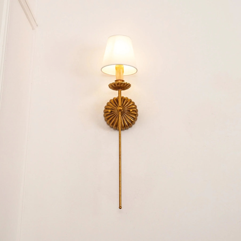 Wall Lamp | Hand-Gilded Antique Gold & Sculpted Rosette Backplate | Single & Double-Arm