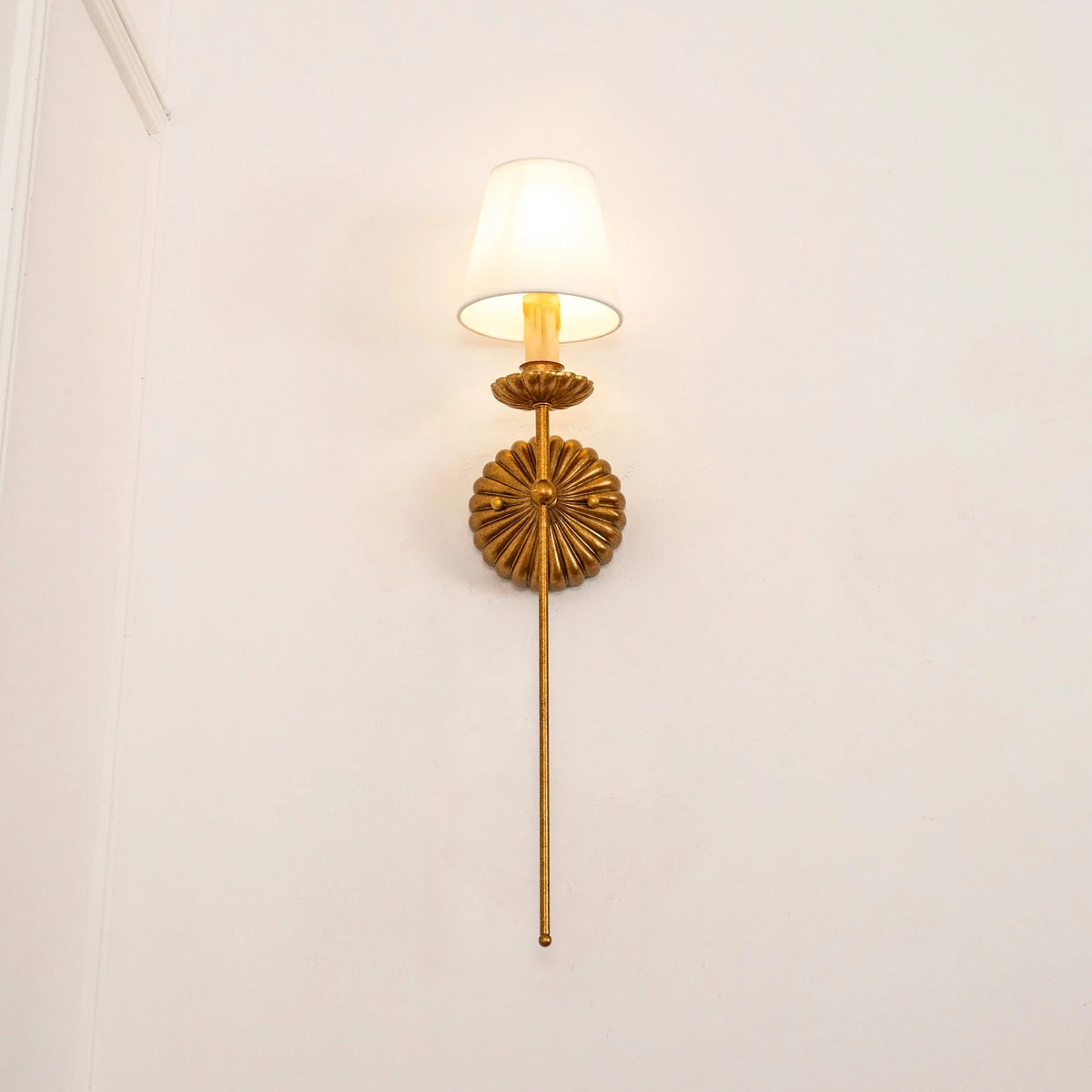 Wall Lamp | Hand-Gilded Antique Gold & Sculpted Rosette Backplate | Single & Double-Arm