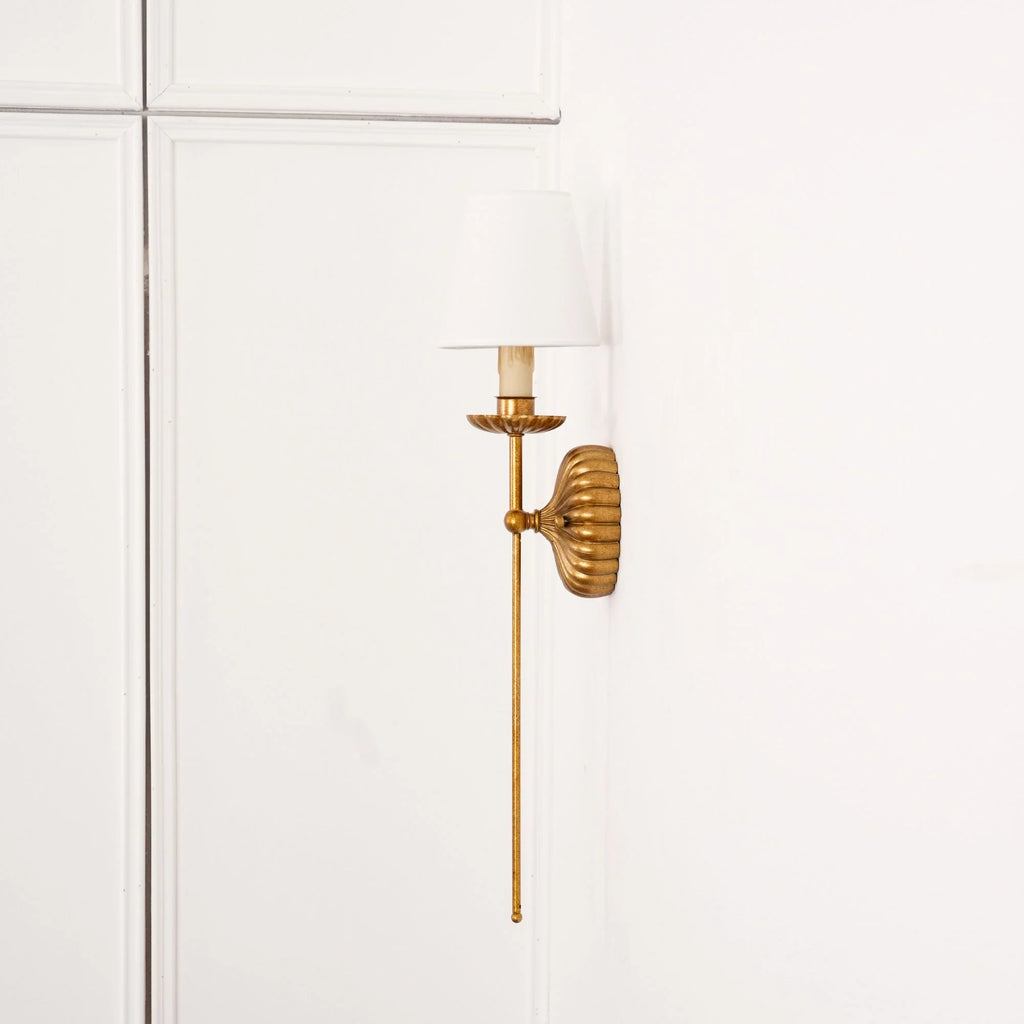 Wall Lamp | Hand-Gilded Antique Gold & Sculpted Rosette Backplate | Single & Double-Arm
