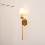 Wall Lamp | Hand-Gilded Antique Gold & Sculpted Rosette Backplate | Single & Double-Arm
