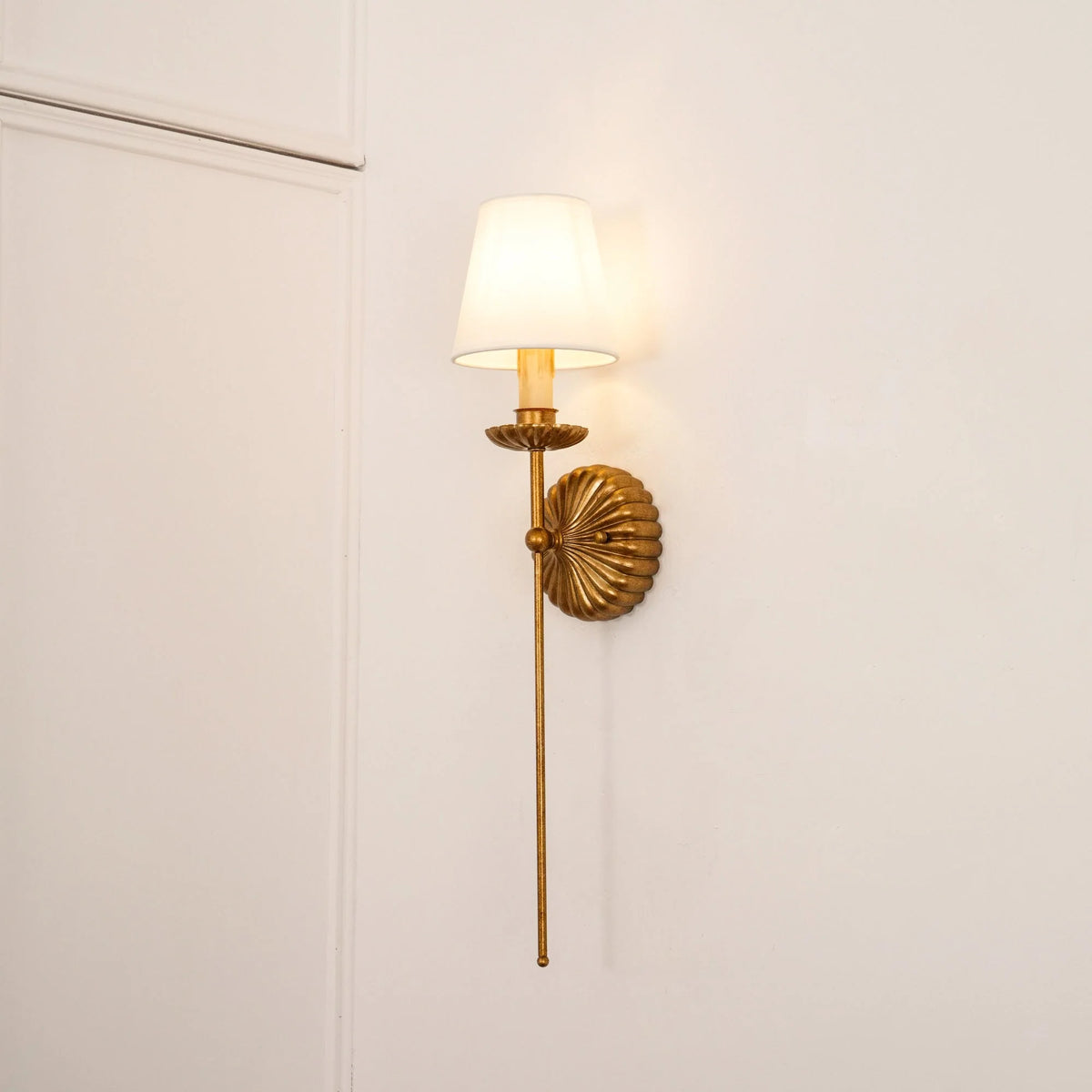 Wall Lamp | Hand-Gilded Antique Gold & Sculpted Rosette Backplate | Single & Double-Arm