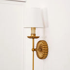 Wall Lamp | Hand-Gilded Antique Gold & Sculpted Rosette Backplate | Single & Double-Arm