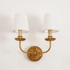 Wall Lamp | Hand-Gilded Antique Gold & Sculpted Rosette Backplate | Single & Double-Arm
