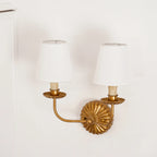 Wall Lamp | Hand-Gilded Antique Gold & Sculpted Rosette Backplate | Single & Double-Arm