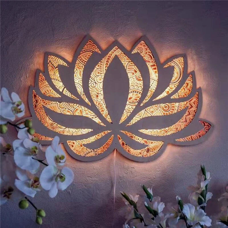 Wall Lamp | Lotus Mandala Design & Built-In LED | 40 cm Diameter