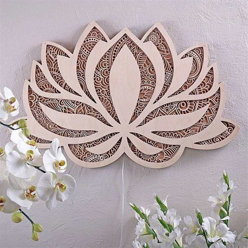 Wall Lamp | Lotus Mandala Design & Built-In LED | 40 cm Diameter