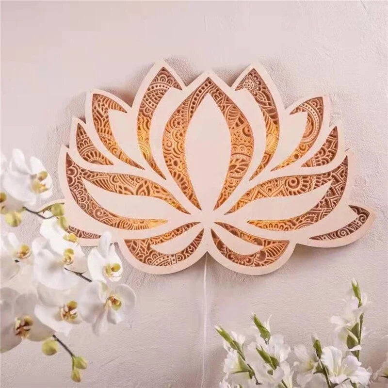 Wall Lamp | Lotus Mandala Design & Built-In LED | 40 cm Diameter