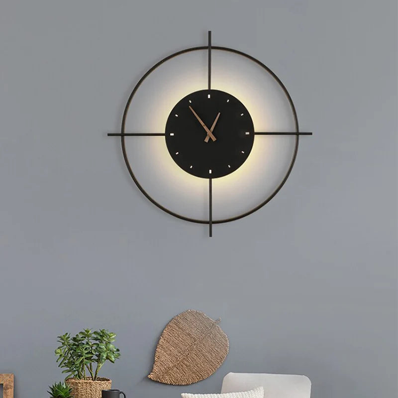 Wall Lamp | Metal & Acrylic Integrated Clock | Warm LED