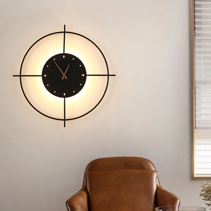 Wall Lamp | Metal & Acrylic Integrated Clock | Warm LED