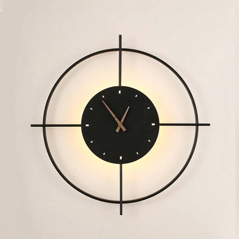 Wall Lamp | Metal & Acrylic Integrated Clock | Warm LED