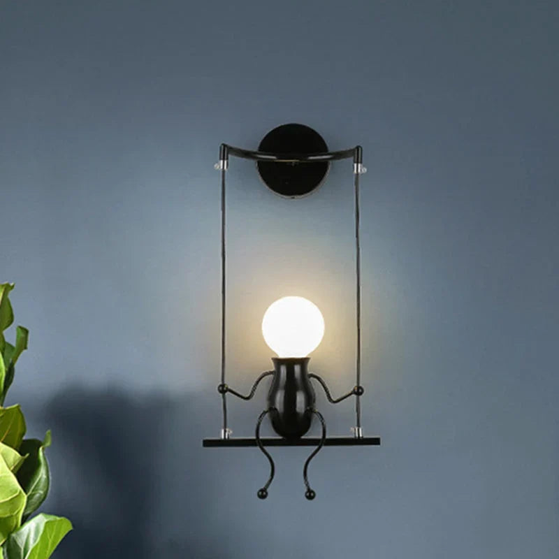 Wall Lamp | Playful Swinging Silhouette & Metal Construction | E26/E27 Compatible