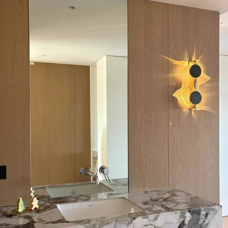 Wall Lamp | Rotatable Wave Projection | Aluminum & Stainless Steel