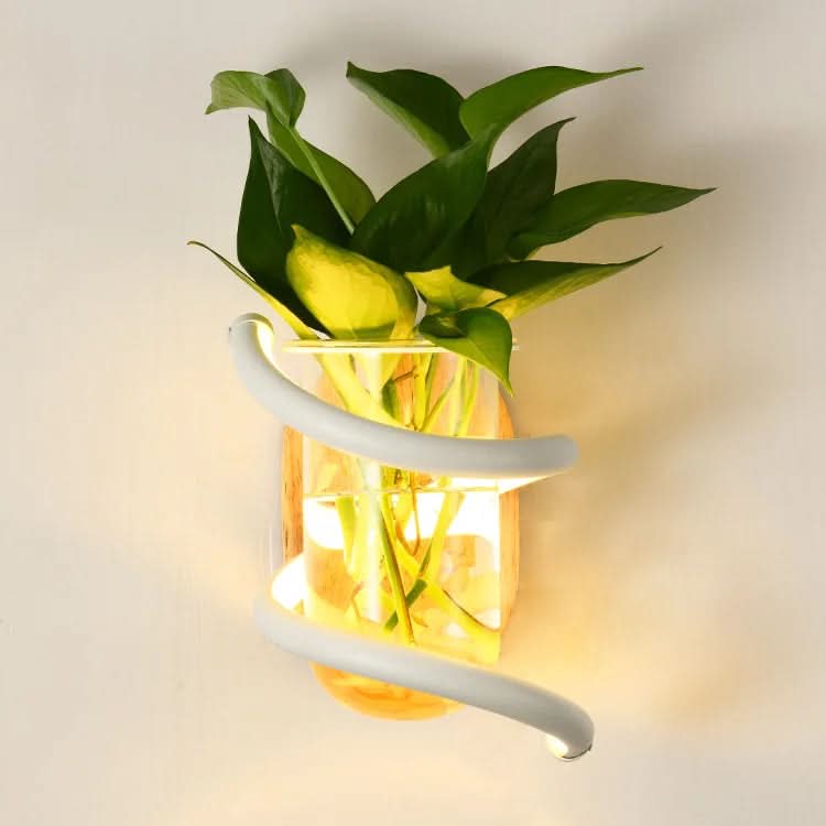 Wall Lamp | Solid Wood, Integrated Vase & Warm LED